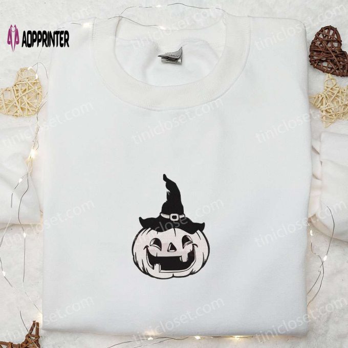 Spooky & Hilarious: Laughing Halloween Pumpkin Embroidered Shirt – Perfect for Funny & Cool Halloween Looks!