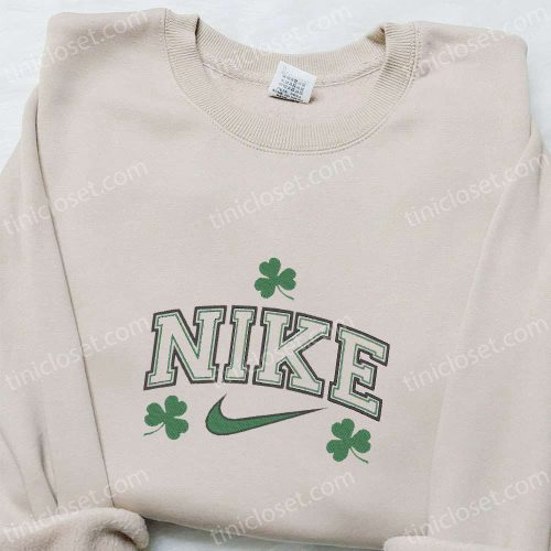 Leaves x Nike Embroidered Shirt Patrick s Day Sweatshirt Custom Hoodie – Trendy & Unique Embroidered Apparel