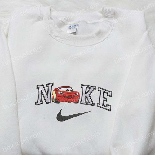 Disney Lightning Mcqueen x Nike Cartoon Embroidered Shirt – Fun & Stylish Disney Characters Inspired Nike Shirt