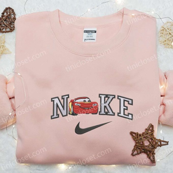 Disney Lightning Mcqueen x Nike Cartoon Embroidered Shirt – Fun & Stylish Disney Characters Inspired Nike Shirt