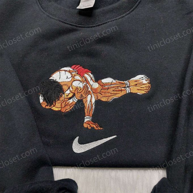 Limited Baki Hanma Pose Challenge Embroidered Shirt Nike Swoosh Baki The Grappler Sweatshirt Anime Embroidered Hoodie