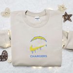 Los Angeles Chargers Nike Swoosh Drip Shirt & Hoodie: NFL Sports Embroidered Gear Best Gift Idea