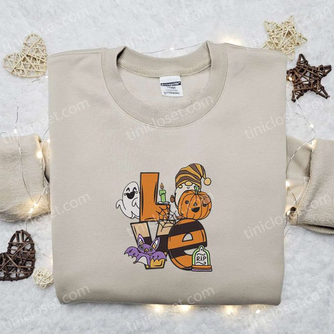 Spooktacular Halloween Embroidered Sweatshirt & Hoodie: Love Pumpkin Ghost Bat Shirt Ideas