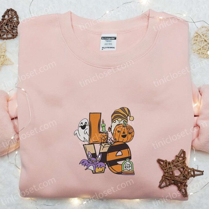 Spooktacular Halloween Embroidered Sweatshirt & Hoodie: Love Pumpkin Ghost Bat Shirt Ideas