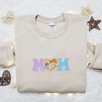 Bluey Cartoon Hoodie: Love You Mom Embroidered Shirt Perfect Mother’s Day Gift Idea