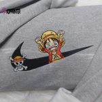 Luffy Embroidered Shirt: One Piece Anime & Nike Inspired Sweatshirt