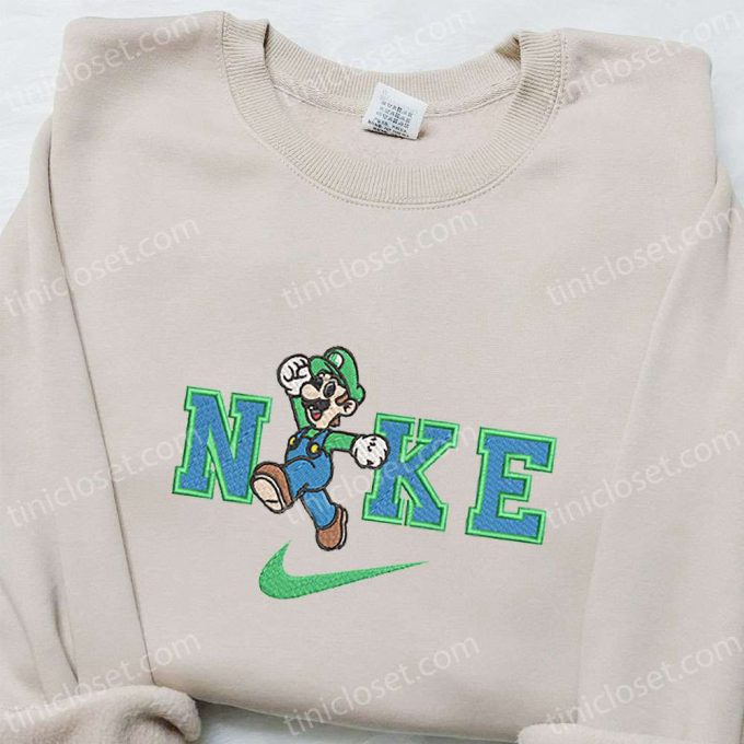 Luigi x Nike Embroidered Cartoon Shirt: Super Mario Inspired Fashion