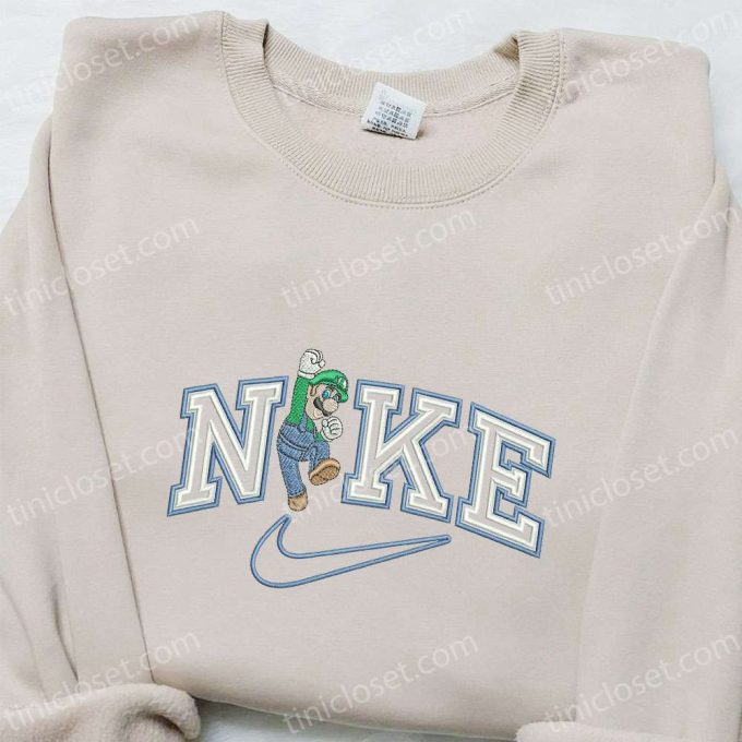 Luigi x Nike Embroidered Cartoon Tshirt: Super Mario Inspired Shirt for a Fun and Stylish Look