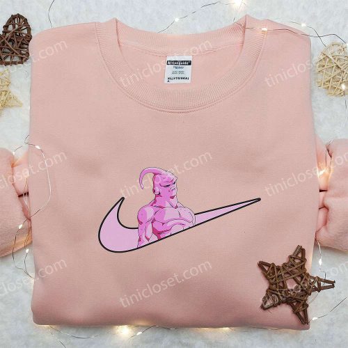 Majin Buu x Nike Swoosh Anime Hoodie & Dragon Ball Embroidered Shirt Nike Inspired Apparel