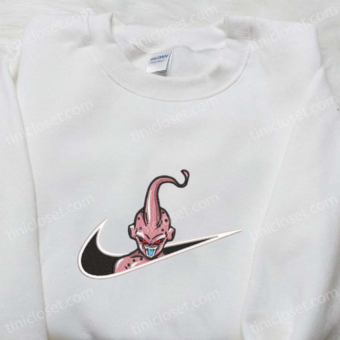 Majin Buu x Nike Swoosh Anime Embroidered Shirt – Dragon Ball & Nike Inspired Design