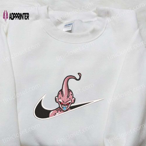 Majin Buu x Nike Swoosh Anime & Dragon Ball Embroidered Shirt Nike Inspired Design