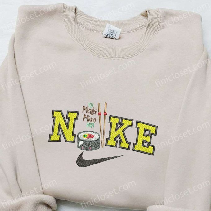 Nike Inspired Maki Miso & Favorite Food Embroidered Shirt: Stylish & Unique Nike Shirt Designs