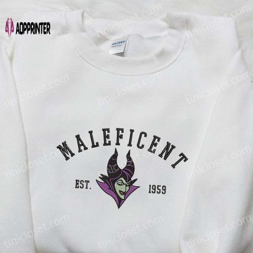 Disney Maleficent Est 1959 Hoodie: Halloween Embroidered Sweatshirt Perfect Gift for Halloween Lovers