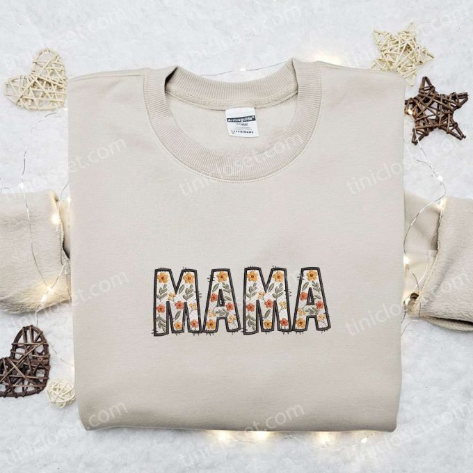 Mama Vintage Floral Embroidered Shirt & Hoodie: Perfect Mother’s Day Gift for Mom