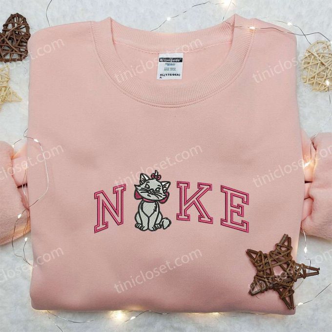 Marie Cat x Nike Embroidered Sweatshirt: Disney Family Aristocats Shirts Nike Inspired Design