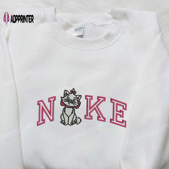 Marie Cat x Nike Embroidered Sweatshirt: Disney Family Aristocats Shirts Nike Inspired Design