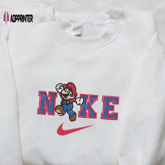 Super Mario x Nike Cartoon Embroidered Shirt: Fun & Stylish Nike Inspired Apparel