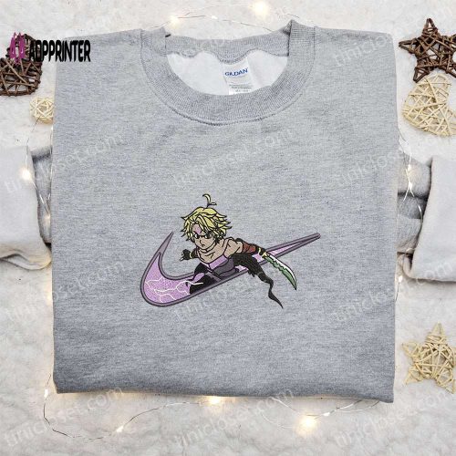 Meliodas x Swoosh Anime Embroidered Shirt: The Seven Deadly Sins Nike Inspired Tee