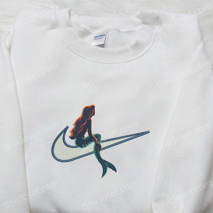 Mermaid x Swoosh Embroidered Shirt: Nike-Inspired Best Family Gift