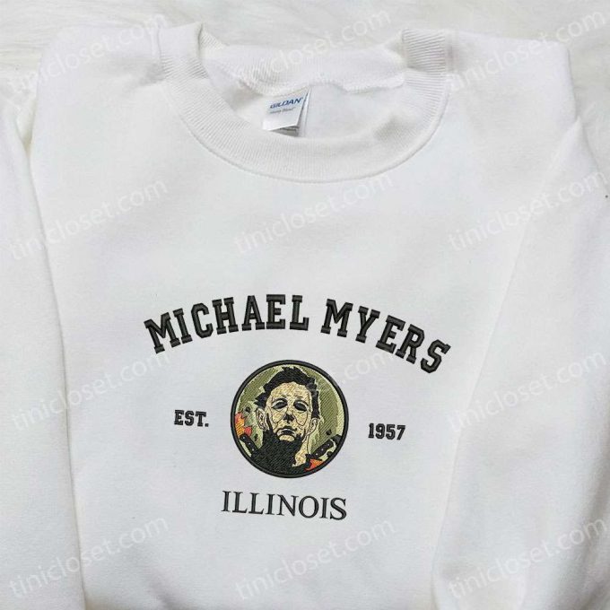 Michael Myers Est 1957 Illinois Embroidered Hoodie: Horror Movie Characters Sweatshirt