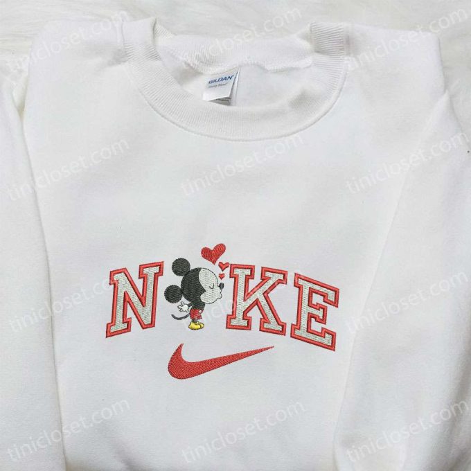 Disney Mickey Mouse Heart x Nike Embroidered Sweatshirt – Cartoon Characters & Nike Inspired Shirt