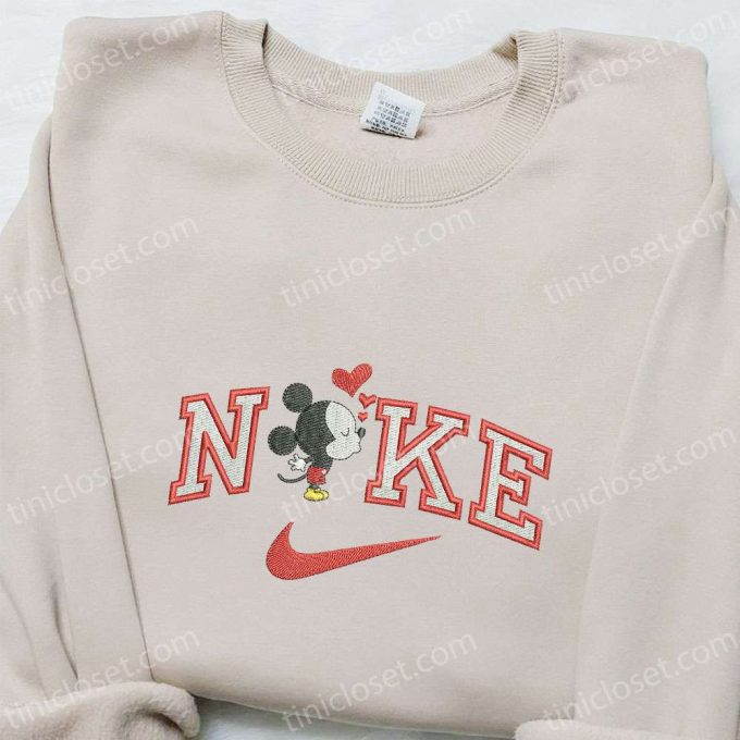 Disney Mickey Mouse Heart x Nike Embroidered Sweatshirt – Cartoon Characters & Nike Inspired Shirt