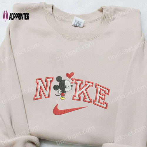 Disney Mickey Mouse Heart x Nike Embroidered Sweatshirt – Cartoon Characters & Nike Inspired Shirt