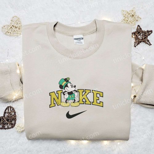 Mickey Mouse Saint Patricks x Nike Embroidered Sweatshirt Disney Characters Movie Merry Shirt Best St Patrick’s Day Gift Ideas