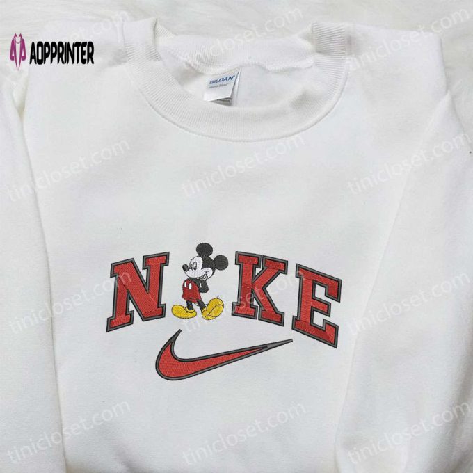 Custom Mickey Mouse x Nike Embroidered Shirt: Best Birthday Gift Idea with Cartoon Design