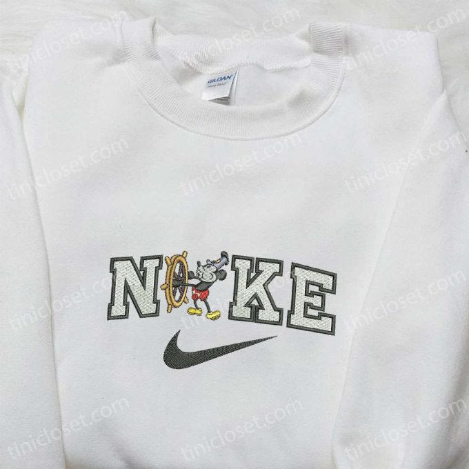 Mickey Mouse x Nike Cartoon Embroidered Tshirt – Disney Characters & Nike Inspired Shirt