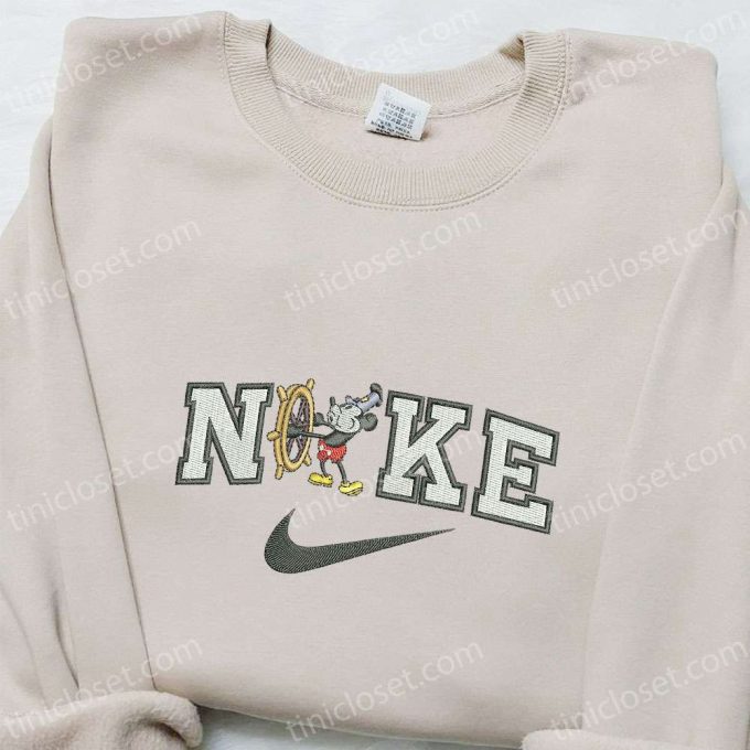 Mickey Mouse x Nike Cartoon Embroidered Tshirt – Disney Characters & Nike Inspired Shirt