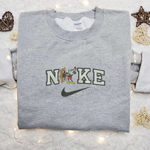 Mickey Mouse x Nike Cartoon Embroidered Tshirt: Disney Characters & Nike Inspired Shirt