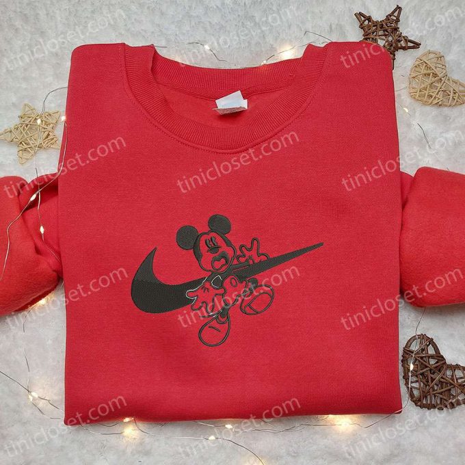 Mickey Mouse x Swoosh Embroidered Shirt: Halloween & Disney Characters – Best Family Gift!