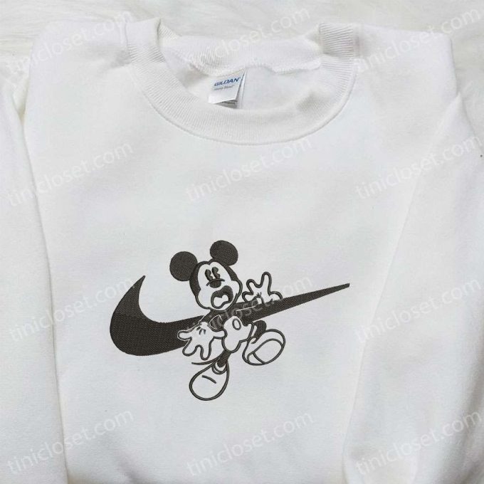 Mickey Mouse x Swoosh Embroidered Shirt: Halloween & Disney Characters – Best Family Gift!