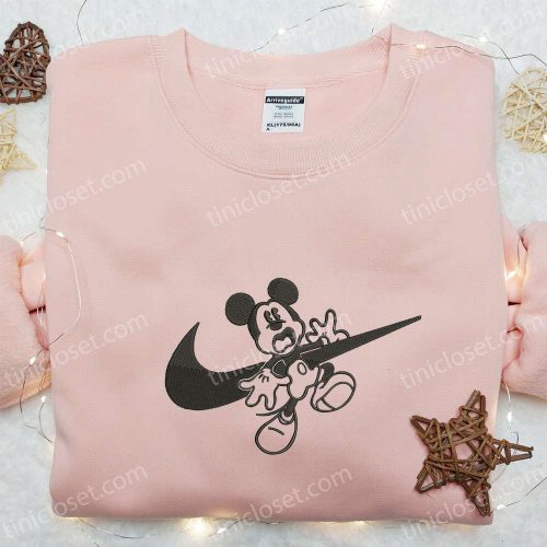 Disney Characters Embroidered Shirt: Mickey Mouse x Swoosh for Halloween Best Family Gift Idea