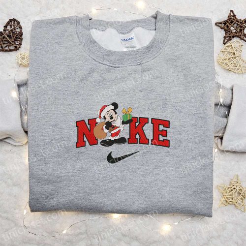 Mickey Santa Claus x Nike Christmas Sweatshirt: Disney Characters Movie Merry Christmas Embroidered Shirt Best Gift Ideas