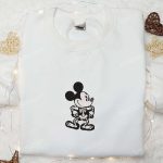 Mickey Skeleton Halloween Embroidered Shirt – Spooky Disney Gift for the Whole Family!