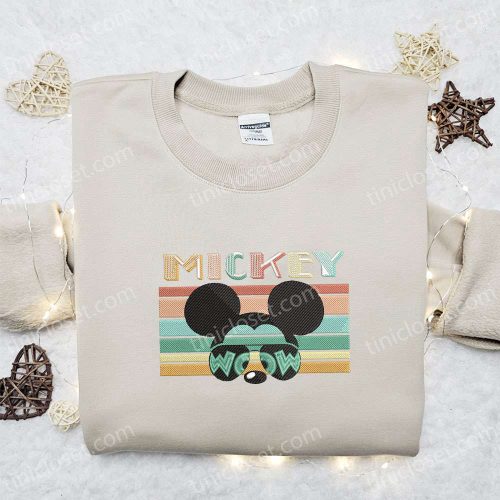 Disney Characters Embroidered Hoodie & Mickey Sunglasses Wow Shirt – Best Gift Idea