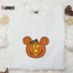 Mickey x Halloween Pumpkin Embroidered Shirt: Best Disney Halloween Gift for Family