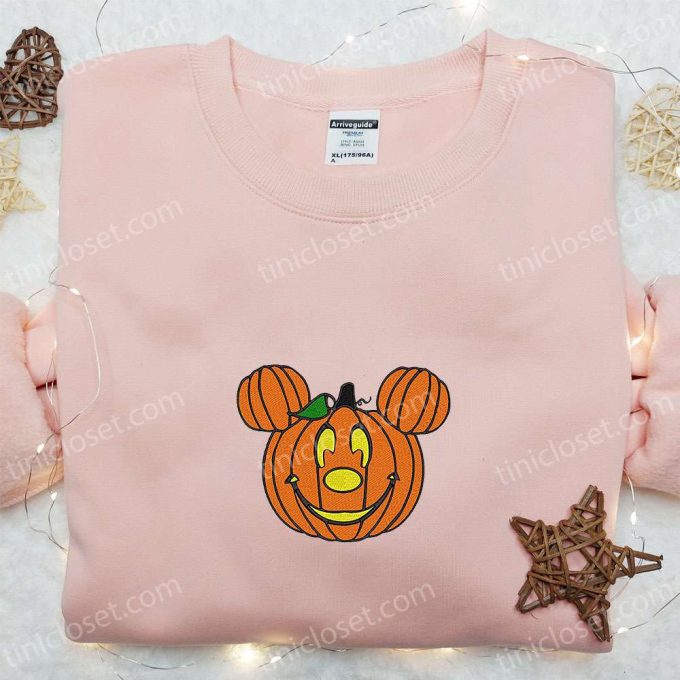 Mickey x Halloween Pumpkin Embroidered Shirt: Best Disney Halloween Gift for Family