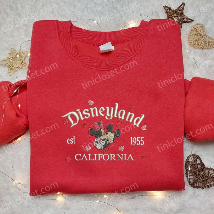 Mickeyloveland Embroidered Shirt: Disney Characters & Valentine s Day Design