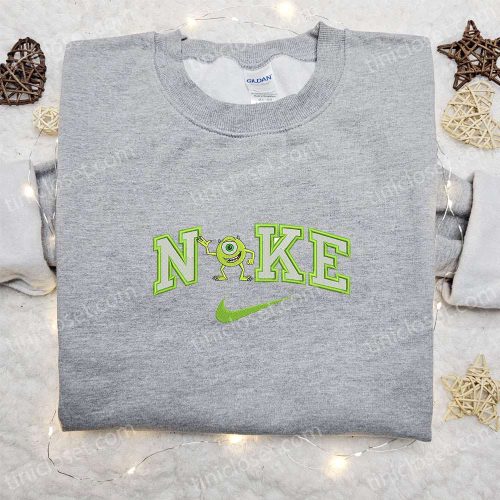 Mike Wazowski x Nike Cartoon Embroidered Tshirt – Best Nike Inspired Shirt for Birthday Gift