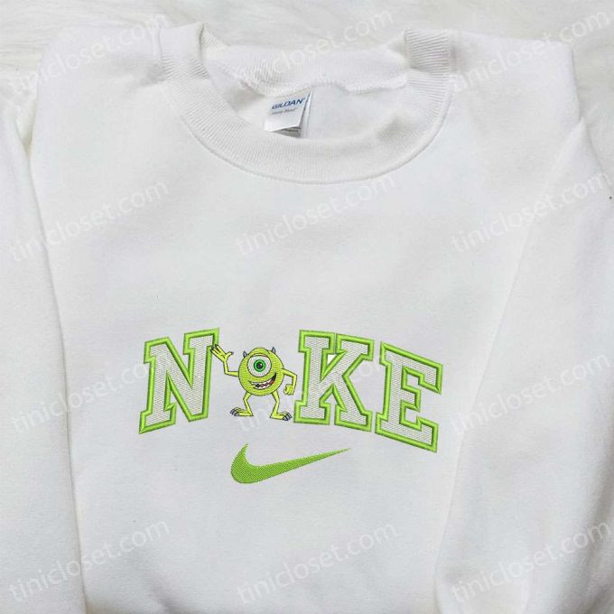 Mike Wazowski x Nike Cartoon Embroidered Tshirt – Best Nike Inspired Shirt for Birthday Gift