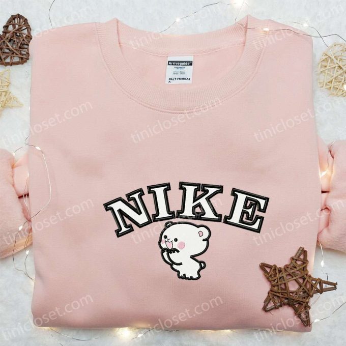 Milk Bear x Nike Cartoon Embroidered Shirt: Best Nike Inspired T-shirt Perfect Family Gift