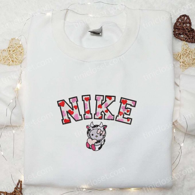 Adorable Milk Cow Hello Kitty Embroidered Shirt – Cute and Stylish Design for Hello Kitty Fans