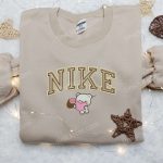 Milk Love x Nike Swoosh Embroidered Shirt: Trendy Nike & Cartoon Embroidered Tees