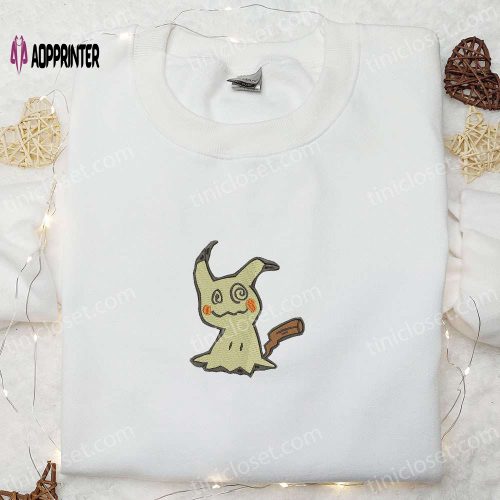 Mimikyu Pokemon Embroidered Shirt Sweatshirt & Hoodie: Anime-Inspired Clothing for Pokemon Fans