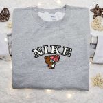 Mocha Bear Flower x Nike Cartoon Embroidered Shirt: Best Nike Inspired Birthday Gift