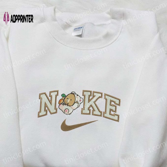 Embroidered Mocha Bear x Nike Shirt: Stylish Milk & Mocha & Nike Inspired Design