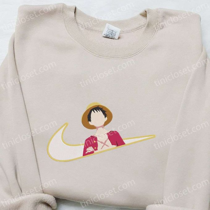 Monkey D Luffy Anime x Swoosh Embroidered Sweatshirt – Cool Nike Inspired Shirt